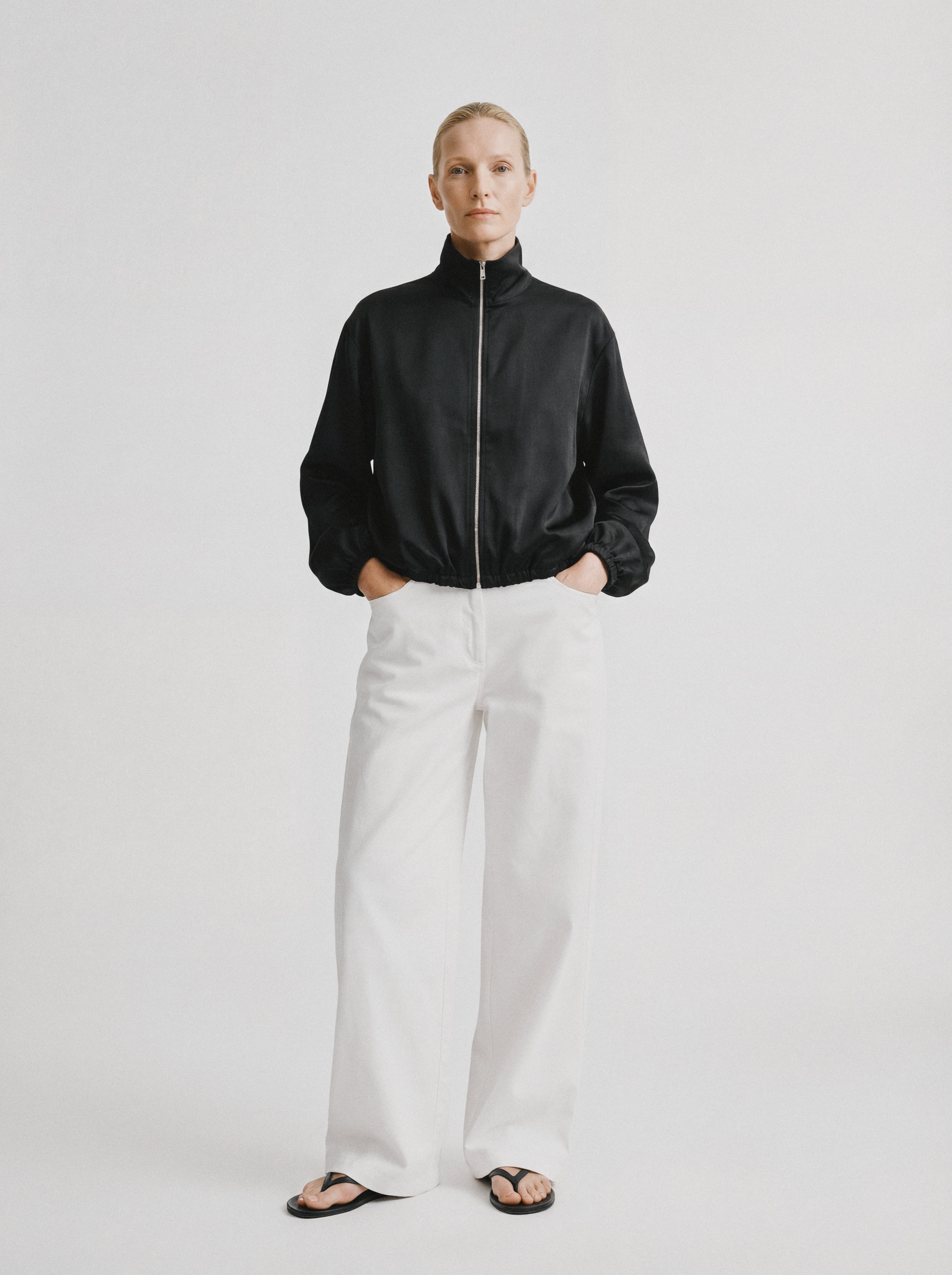 Wide Leg Cotton Trousers White
