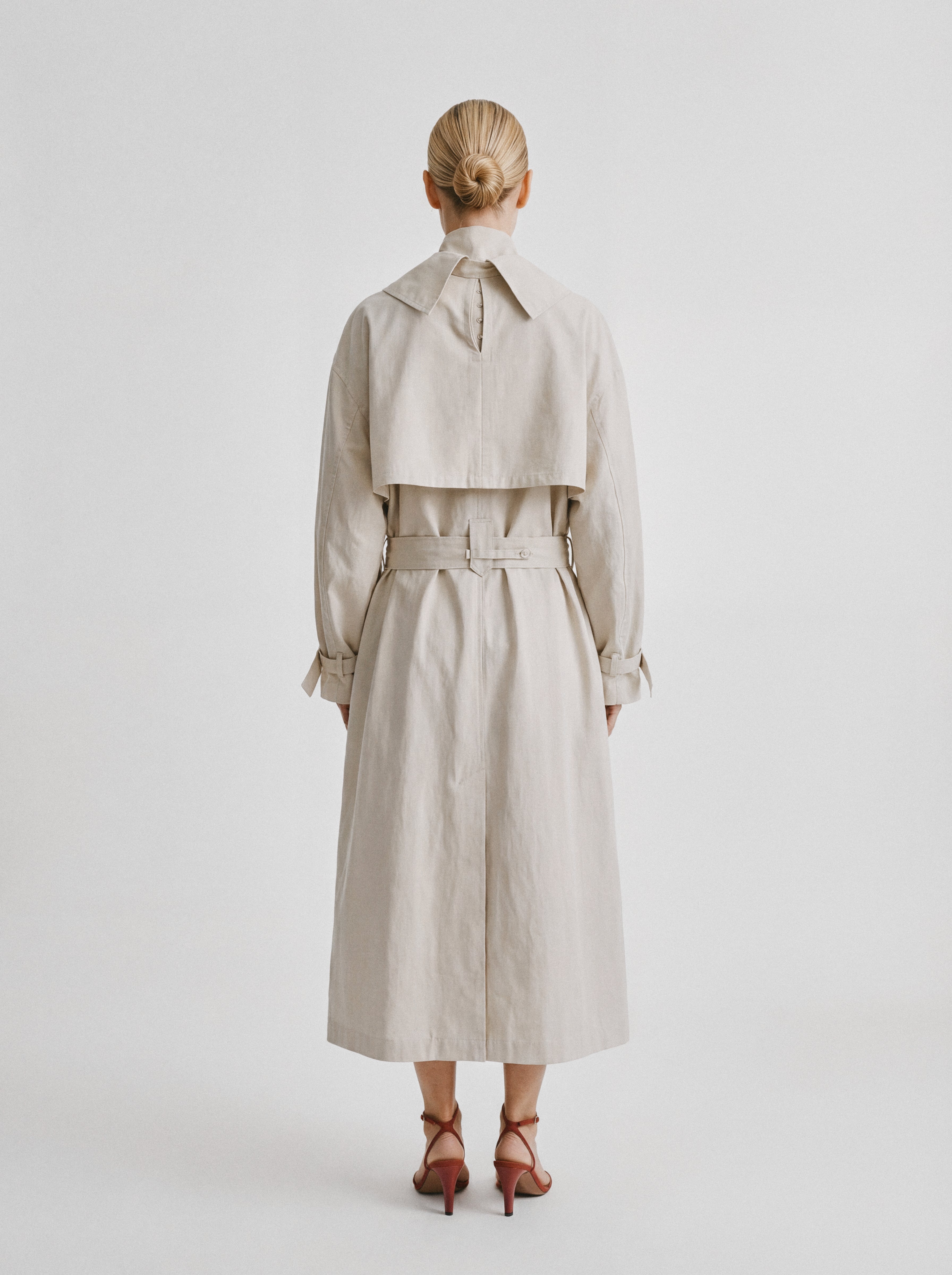 Relaxed Double Breasted Trench Coat White