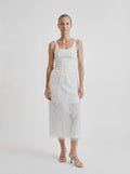 Feather Trim Midi Skirt Ivory