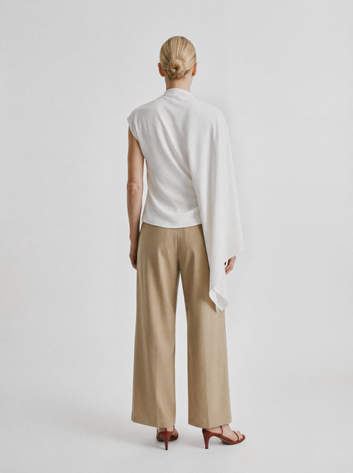 Asymmetric Draped Cape Top Ivory