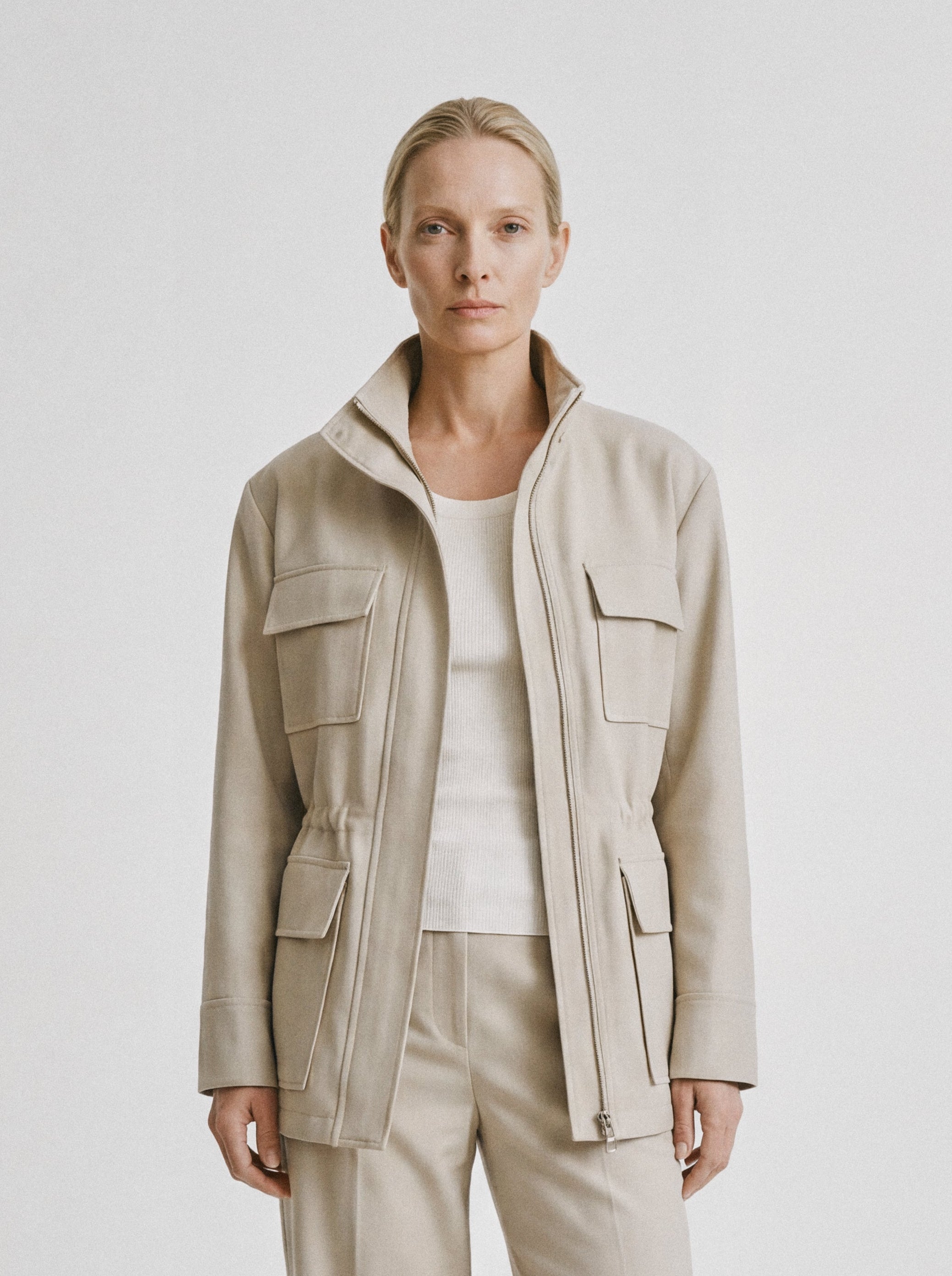 Structured High Neck Jacket Grey