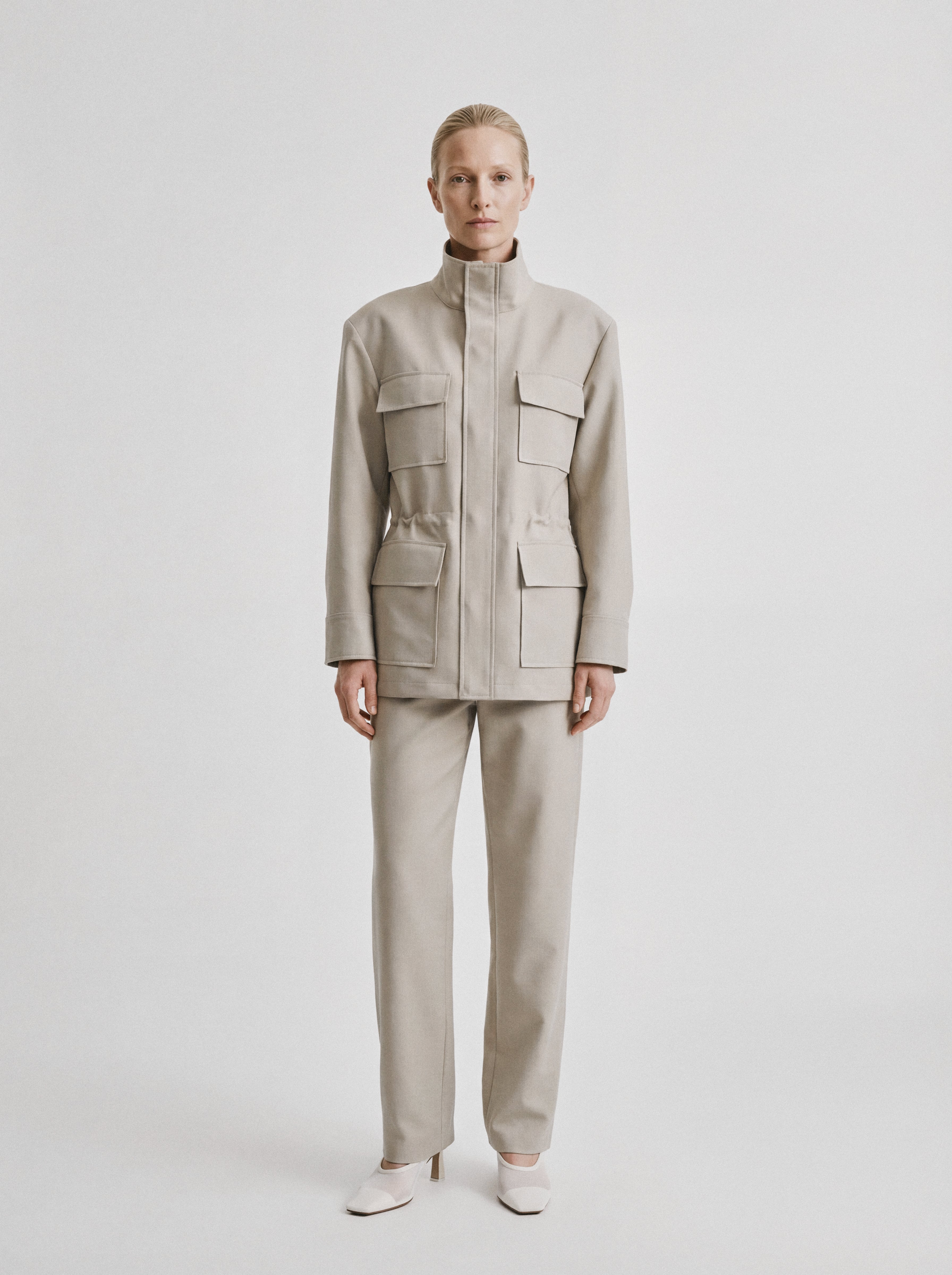 Structured High Neck Jacket Grey