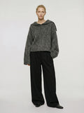 Relaxed Mohair Wool Knit Sweater Grey