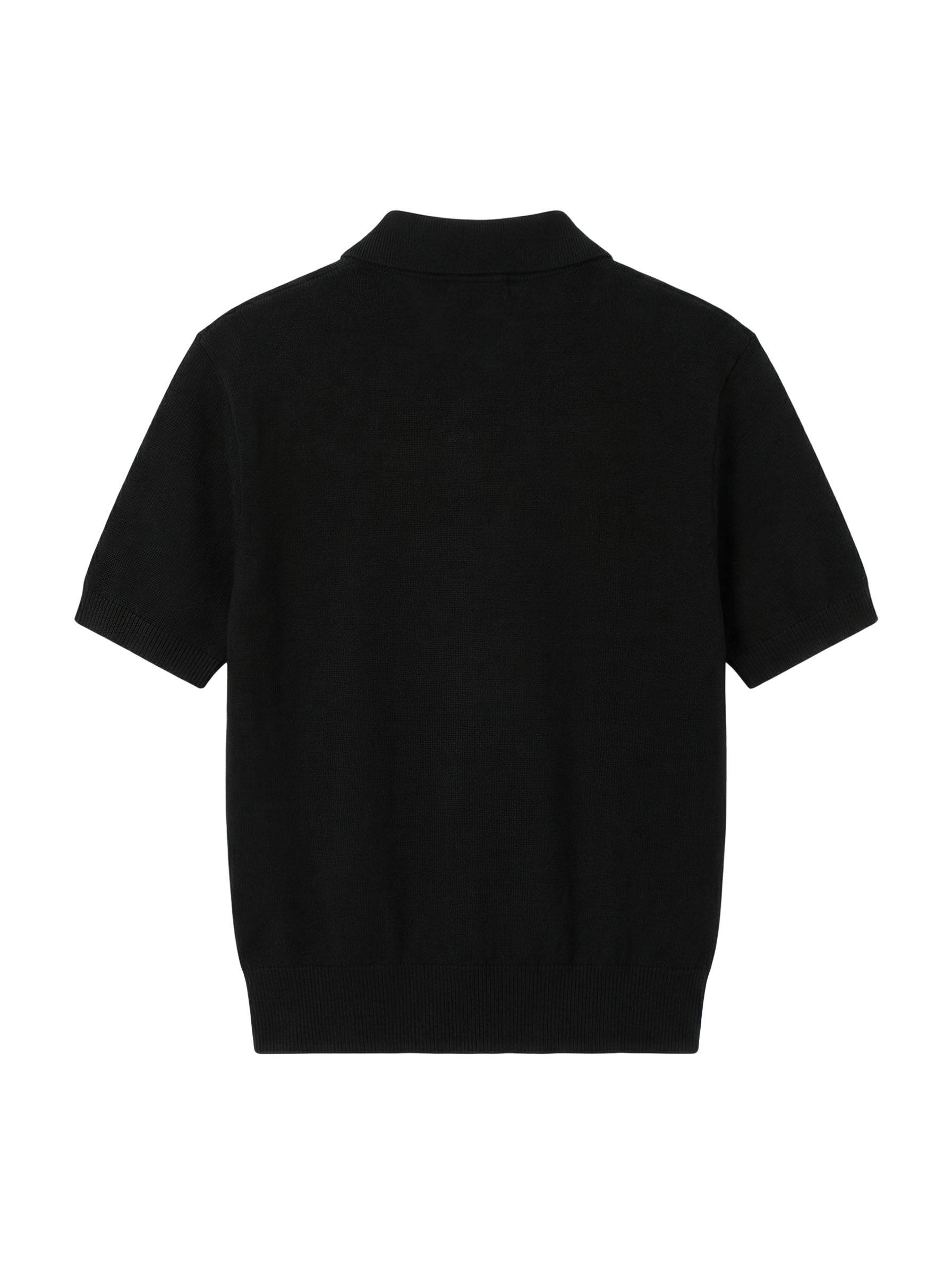 Short Sleeve Knit Polo Top Black