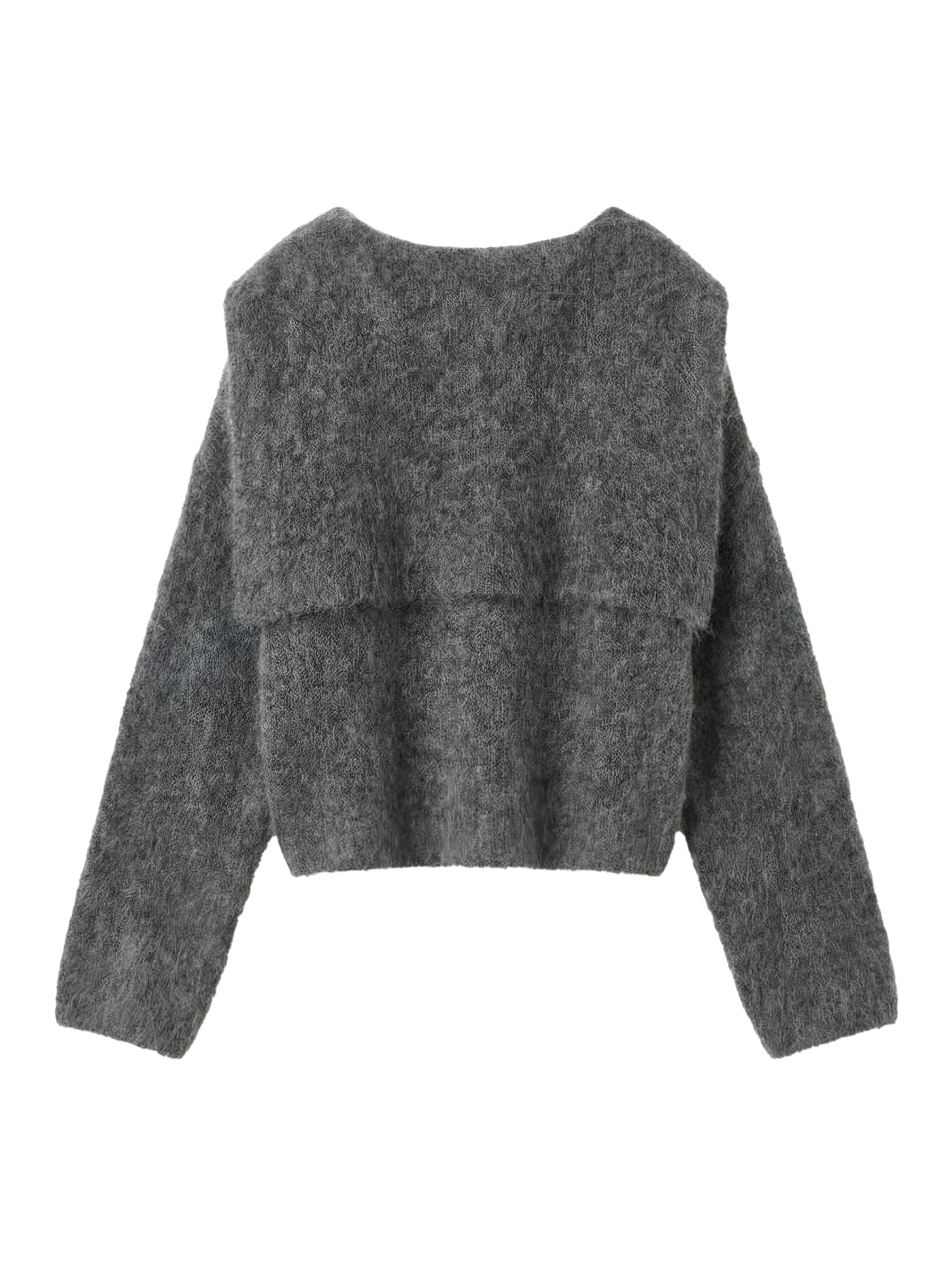 Relaxed Mohair Wool Knit Sweater Grey