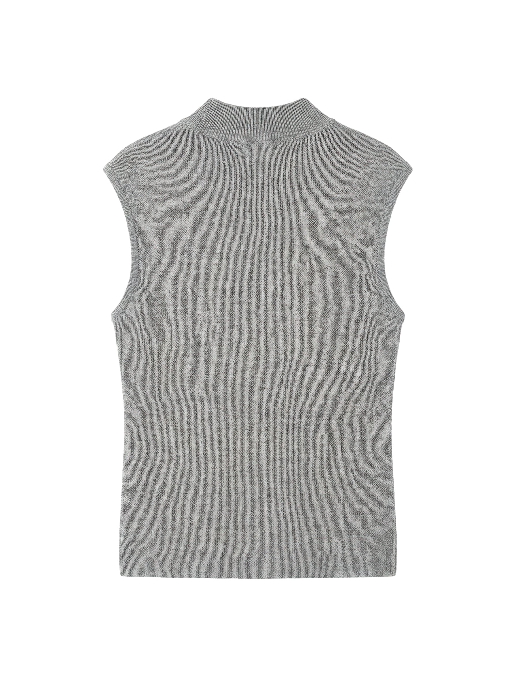 Sleeveless Rib Knit Top Grey
